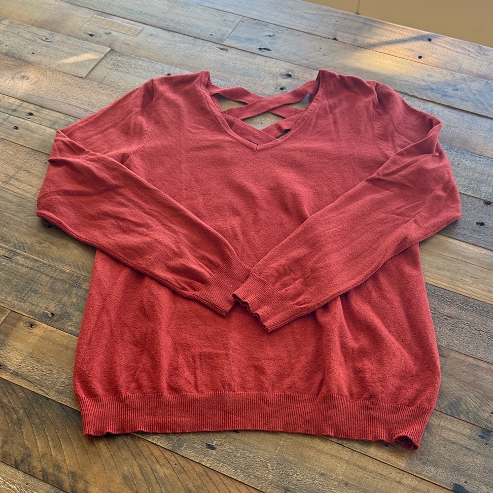 Love Ellie Women's Burnt Oranage V-Neck Sweater